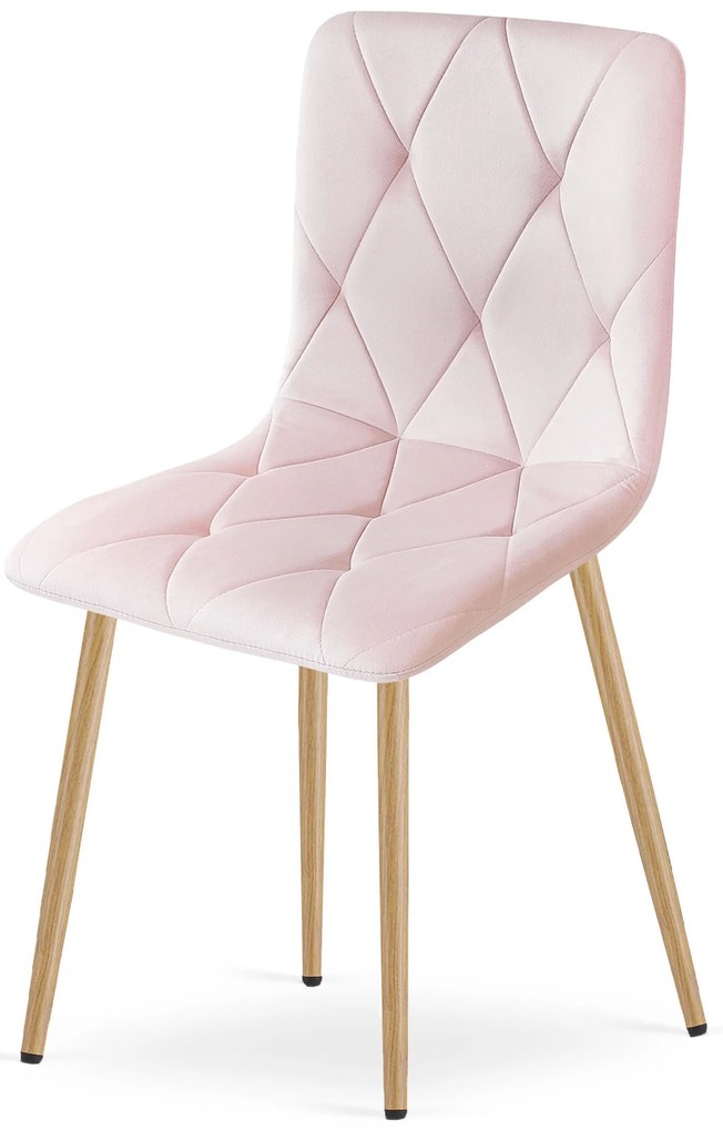 OFERTA Scaun de sufragerie din catifea roz deschis LIBRA Calitate II