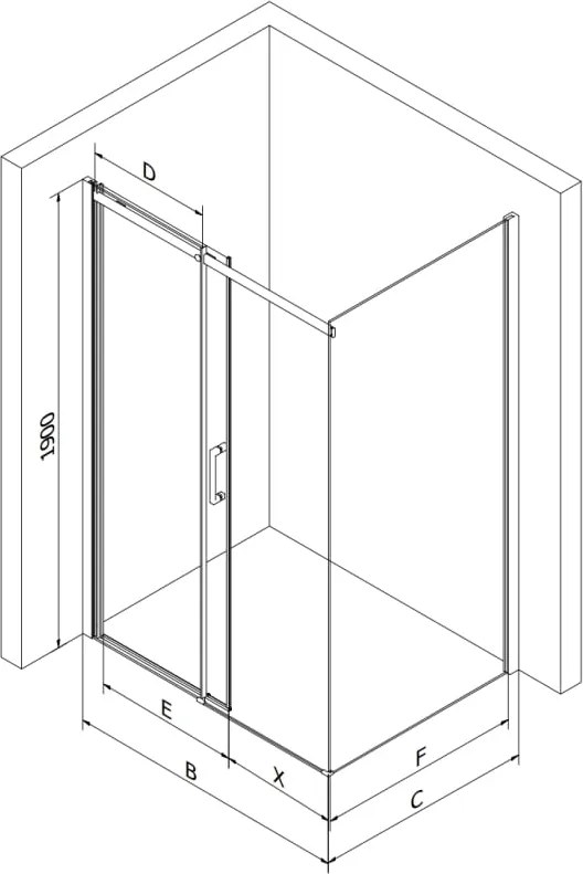 Mexen Omega cabină de duș glisantă 120 x 90 cm, transparentă, crom - 825-120-090-01-00