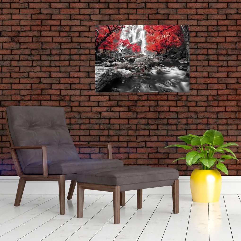Tablou - Cascade în peisajul de toamnă (70x50 cm)