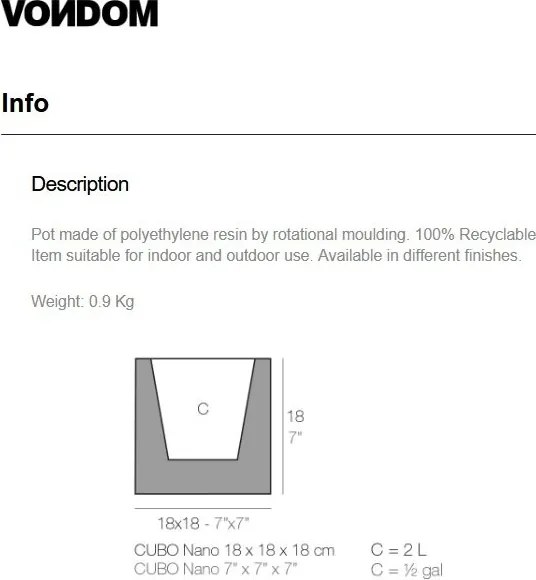 Ghiveci plante design decorativ modern interior / exterior CUBE mini 18x18x18cm