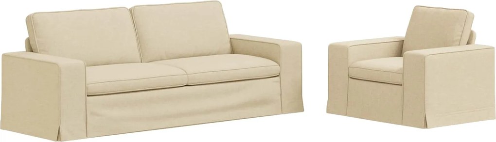 vidaXL Set de canapea 2 pcs Crem 182 x 80 x 82 cm țesătură