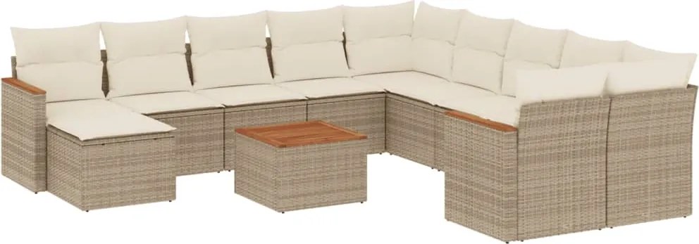 vidaXL Set canapele de grădină cu perne, 12 piese, bej, poliratan