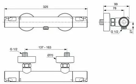 Baterie termostatica pentru dus Ideal Standard Ceratherm T50