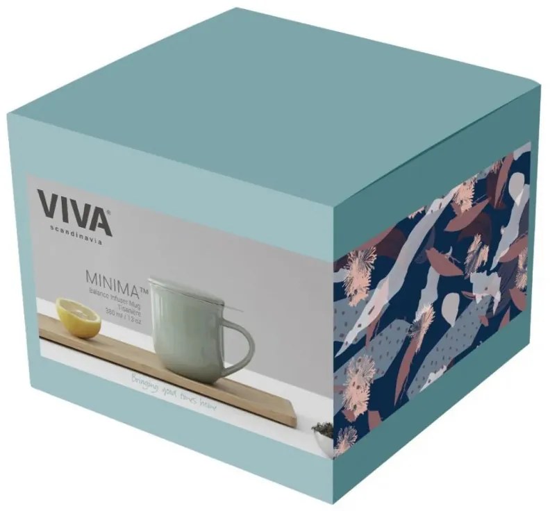 Cana pentru ceai cu infuzor si capac Viva Scandinavia MINIMA EVA V81446, 380 ml, Portelan, Verde