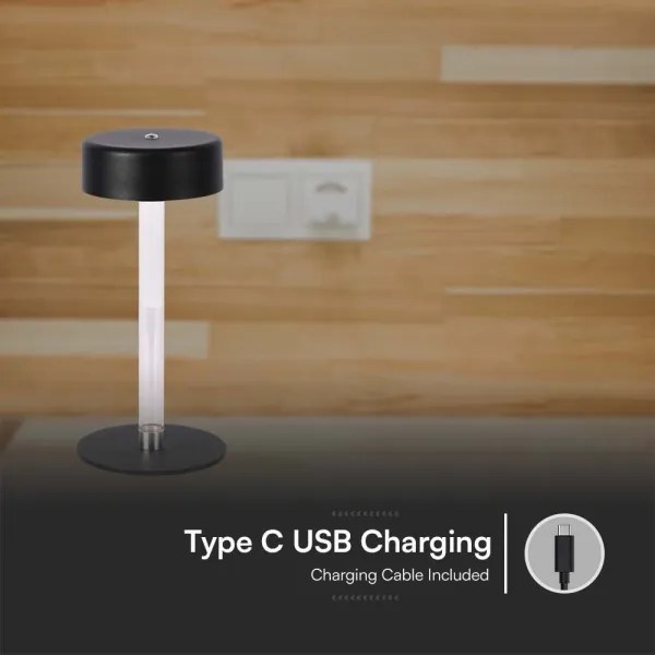 Lampă de birou LED încărcabilă, reglabilă, 3W, 5V, 3000-6000K, neagră