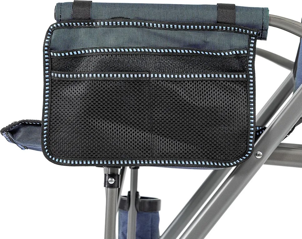 Leziter Scaun de pescuit Comfort cu braț și suport pentru pahare albastru