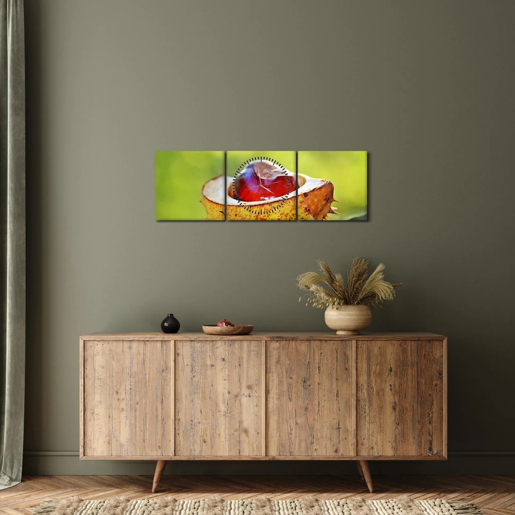 Tablou cu castani (cu ceas) (90x30 cm)