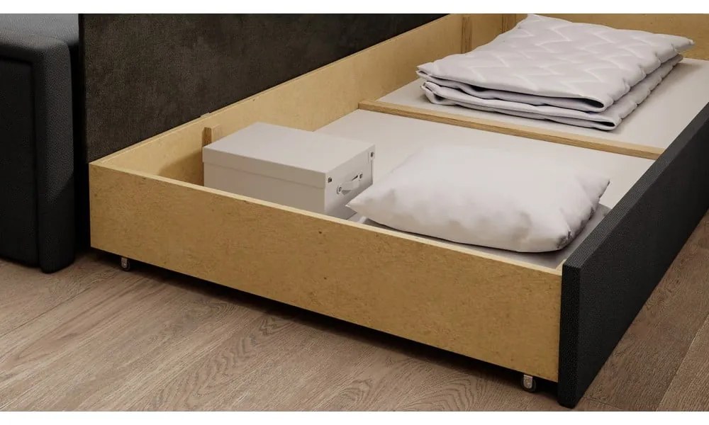 Canapea gri închis extensibilă/cu spațiu de depozitare cu tapițerie din chenille 214 cm Fulgeo – ELTAP