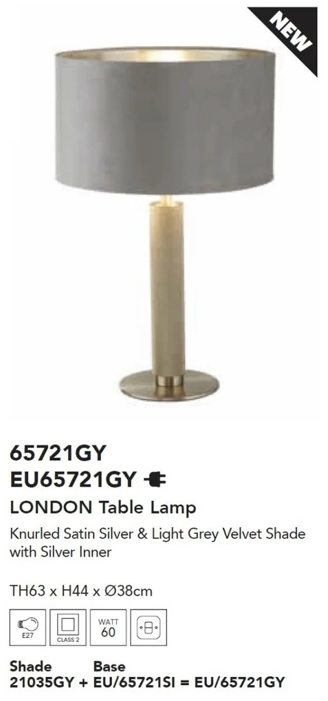 Veioza/Lampa de masa design decorativ London argintiu/gri