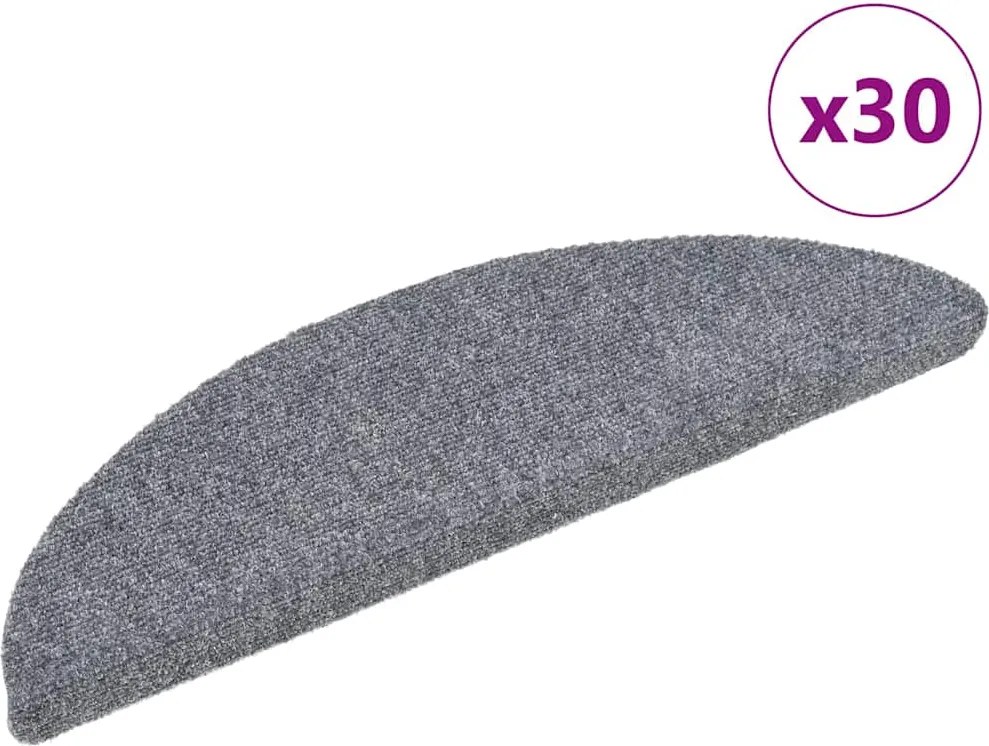 vidaXL Covorașe autoadezive pentru scări, 30 buc., 56x17x3 cm, gri deschis, semirotunde