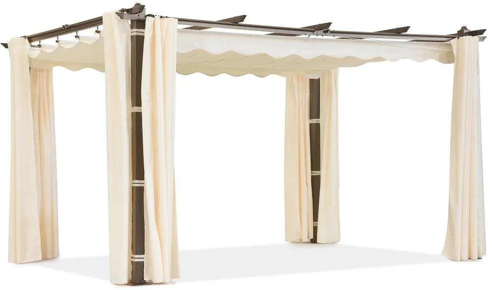 Barbados pergola terasă 3x4 m cu perdele Garden Point woodlike-beige
