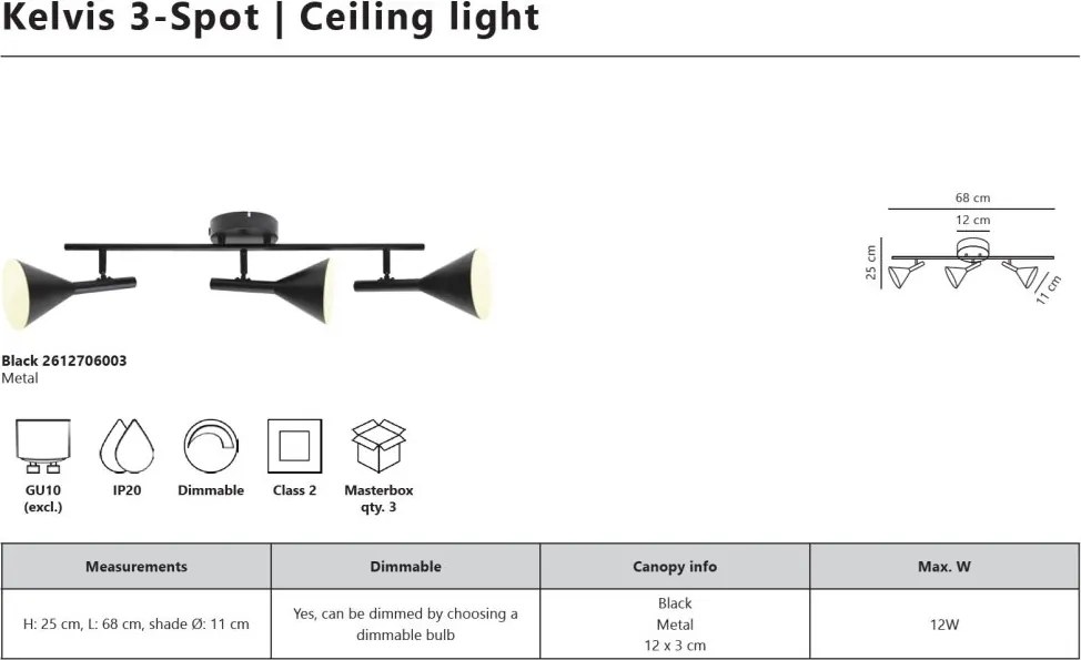 Plafoniera design nordic modern Kelvis 3L