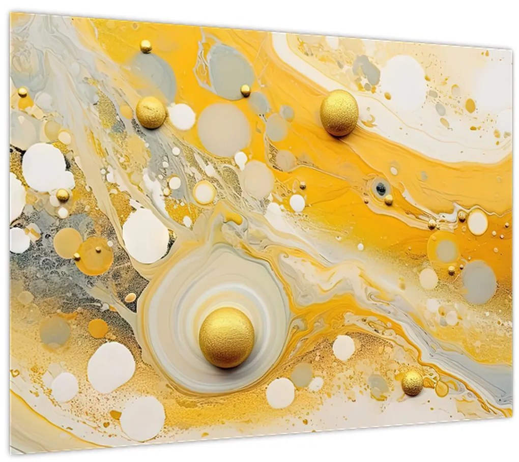 Tablou pe sticlă - fundal abstract cu decor de aur (70x50 cm)