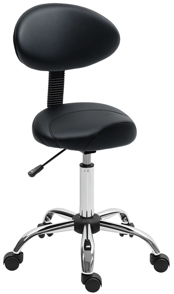 HOMCOM Scaun Pivotant cu Roți și Spătar Ajustabil pe Înălțime, 50x50x83-98 cm, Negru | Aosom Romania