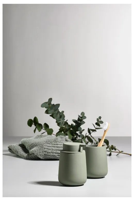 Suport din gresie pentru periuțe de dinți Zone Nova One, verde