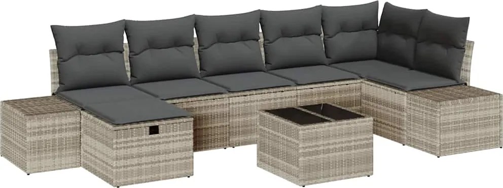 vidaXL Set de canapele pentru grădină 8 pcs Gri deschis poliratan