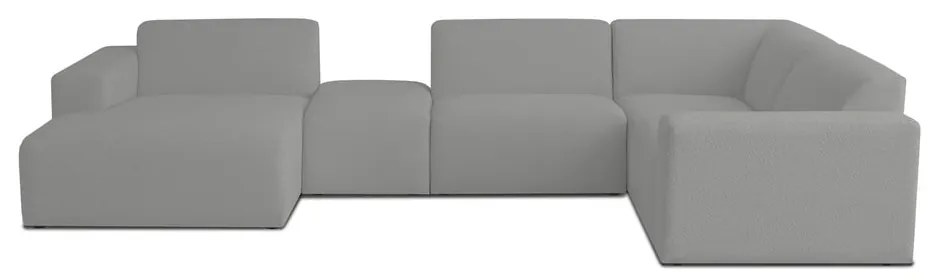 Colțar gri cu tapițerie din stofă bouclé (în formă de "U") Roxy – Scandic