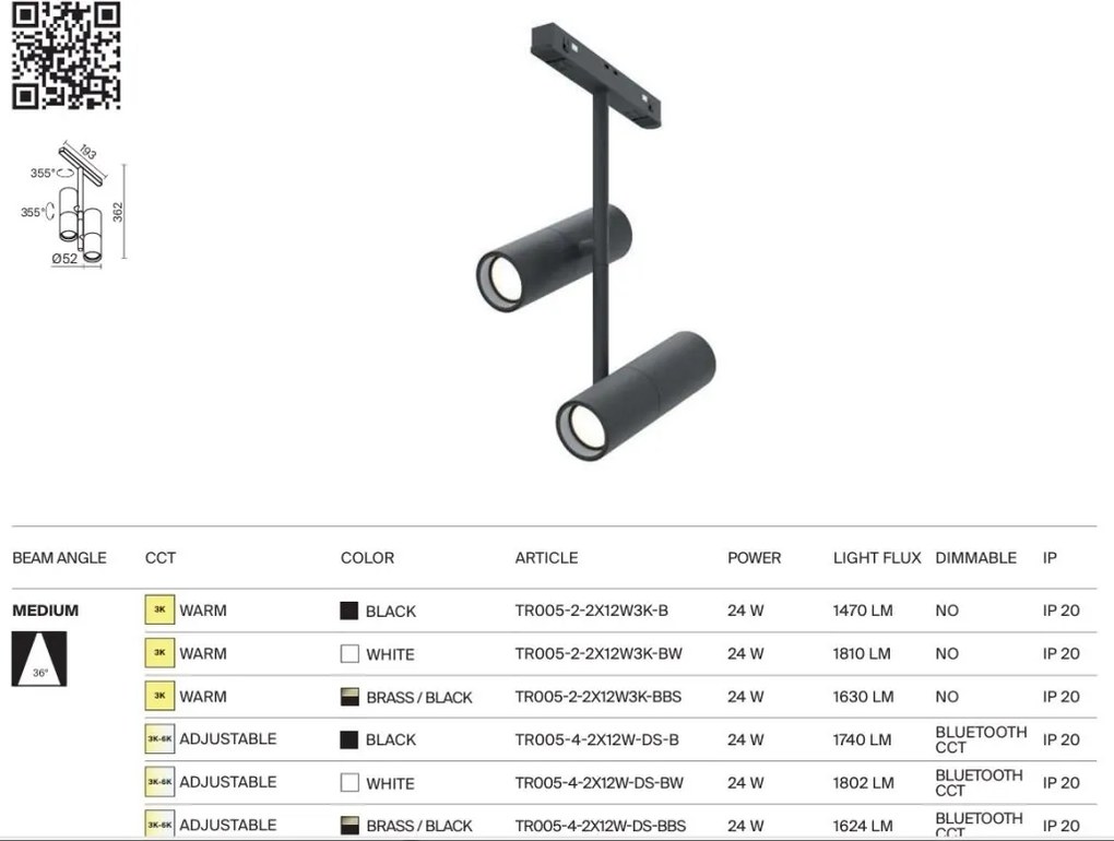 Spot LED, accesoriu pentru sina magnetica Exility, Elti Duo alb