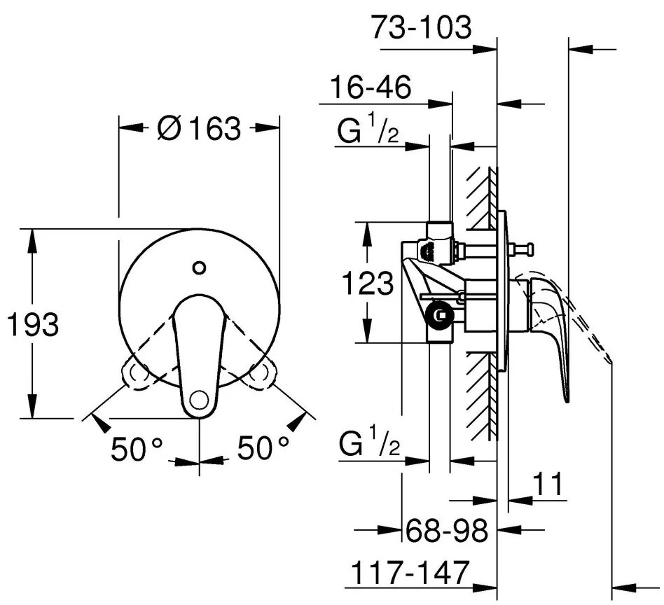 Grohe Swift baterie cada-dus ascuns crom 24336001