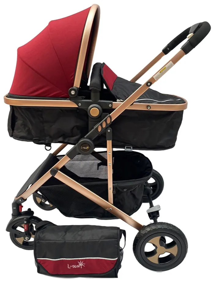 Carucior 2 in 1 reversibil si transformabil, landou sport si geanta cadou - Rosu - CPC-08-rosu