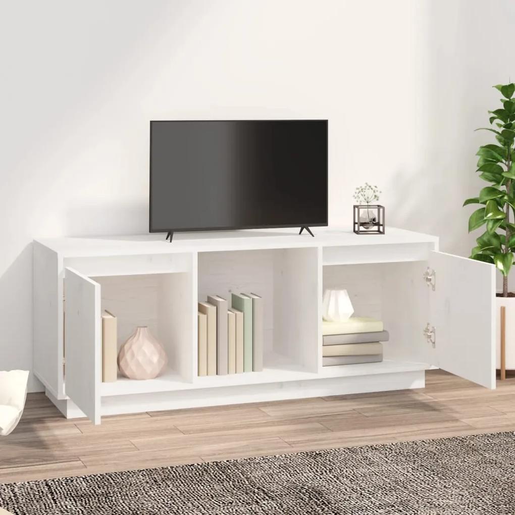 Comoda TV, alb, 110,5x35x44 cm, lemn masiv de pin 1, Alb