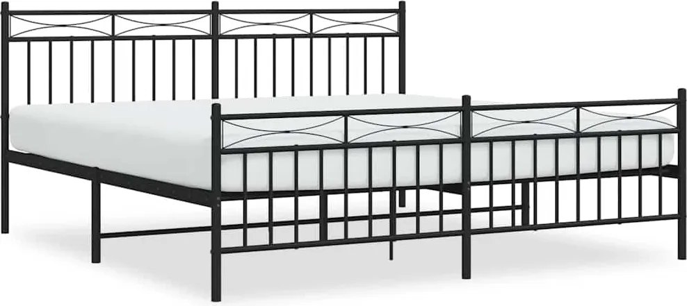 vidaXL Cadru pat metalic cu tăblii de cap/picioare, negru, 183x213 cm
