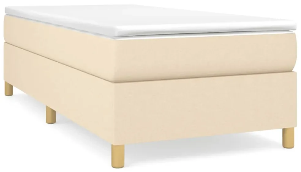 3144495 vidaXL Pat box spring cu saltea, crem, 90x200 cm, textil