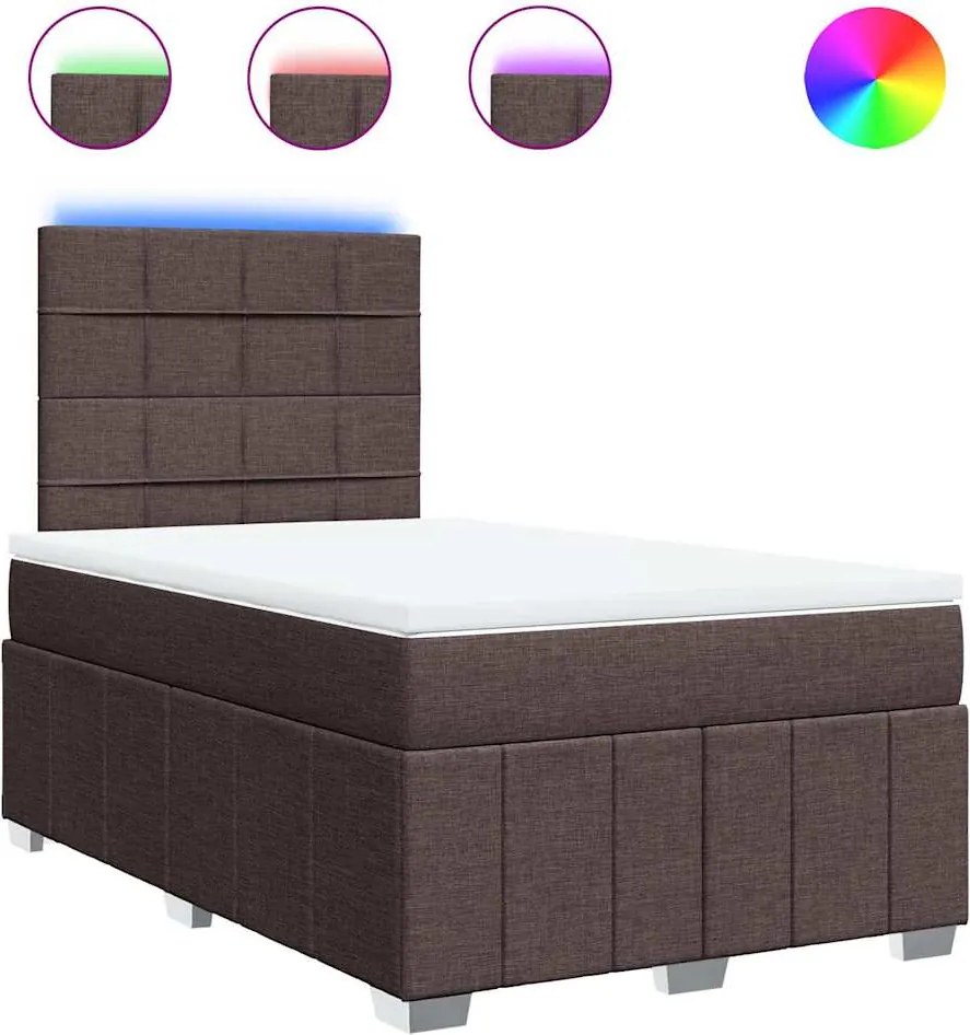 vidaXL Pat box spring cu saltea, maro închis, 120x190 cm, textil