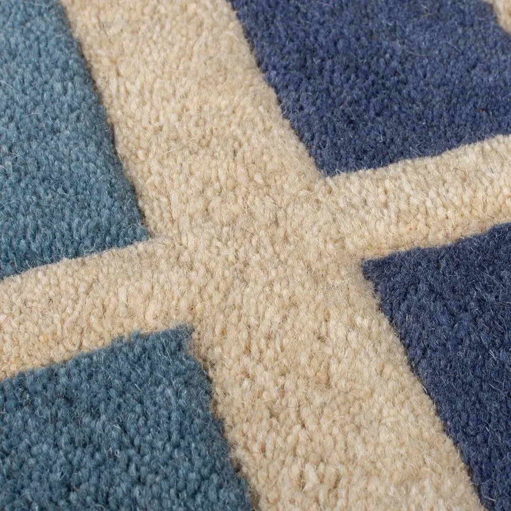 Covor albastru/portocaliu țesut manual din lână 160x230 cm Retro Blocks – Flair Rugs