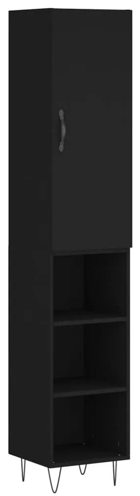 3199010 vidaXL Dulap înalt, negru, 34,5x34x180 cm, lemn prelucrat