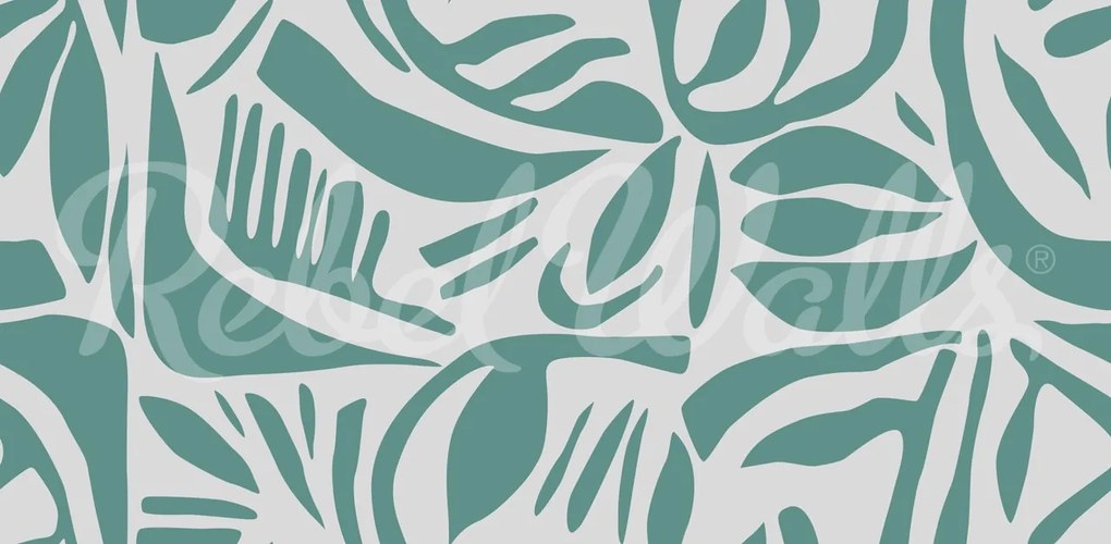 Fototapet, Abstract Leafs, Turquoise, Rebel Walls