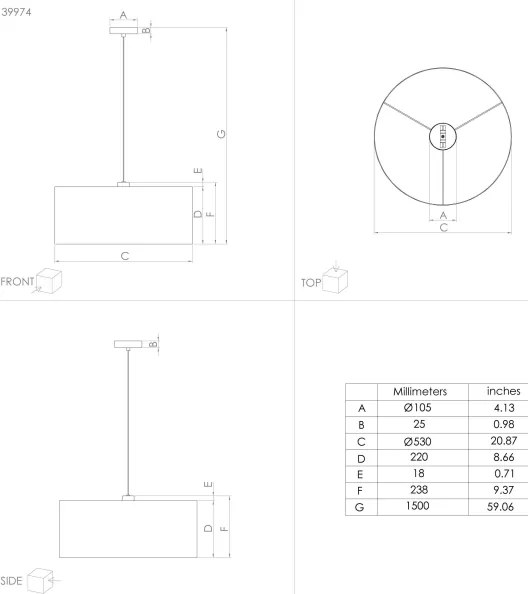 Lustră pe cablu Eglo 39974 CASUARITA 1xE27/40W/230V d. 53 cm albastru/auriu
