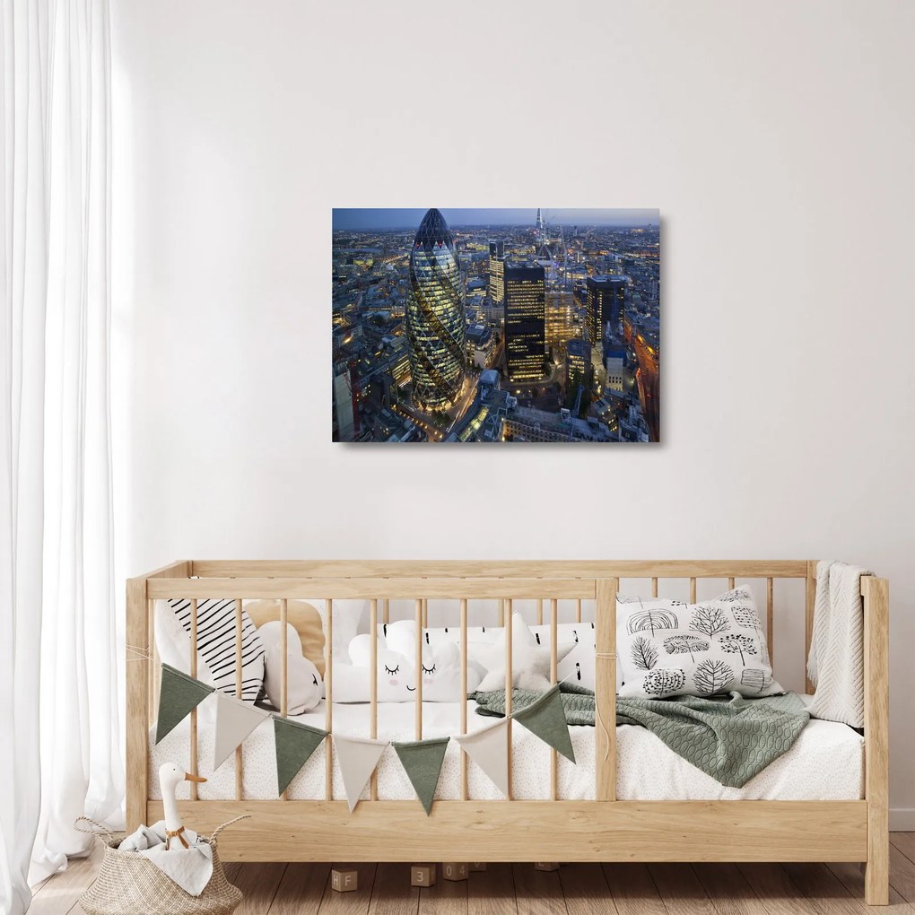 Tablou pe sticlă - Panorama de seară a Londrei (70x50 cm)