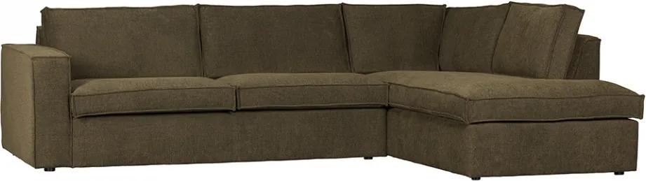 Canapea cu colt verde din poliester 283 cm Freddie Right Woood
