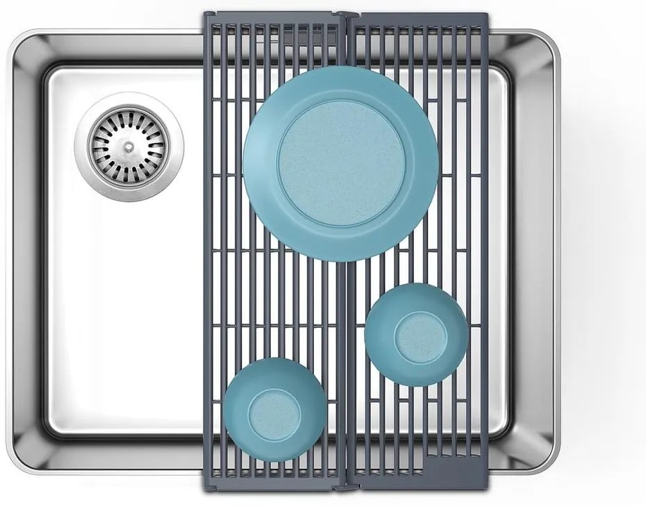 Scurgător de vase gri ajustabil din plastic 43x13 cm Platform – Joseph Joseph