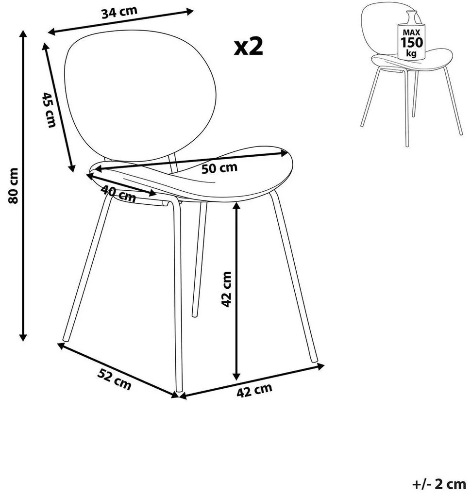 Set 2 buc scaune de sufragerie Luaza (gri). 1081046