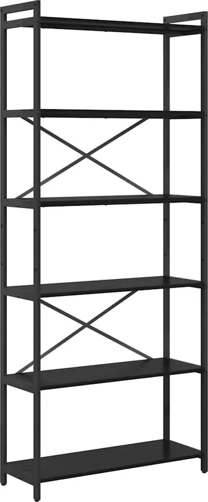 vidaXL Raft pentru cărți Stejar Negru 40 x 30 x 85 cm Lemn compozit