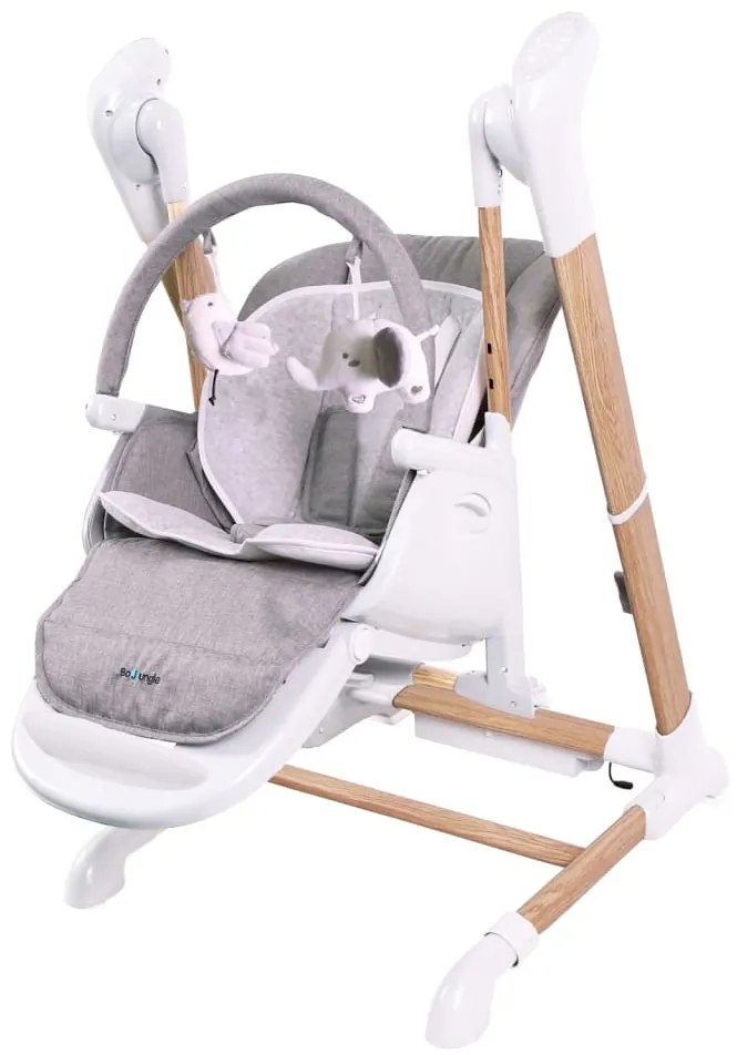 442944 Bo Jungle Scaun înalt cu balansoar 2 în 1, alb, lemn
