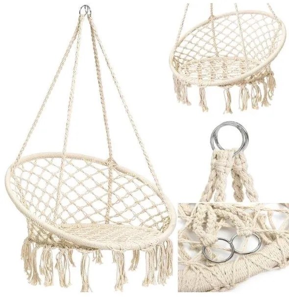 Balansoar suspendat Culoare Crem, JULES 80 cm