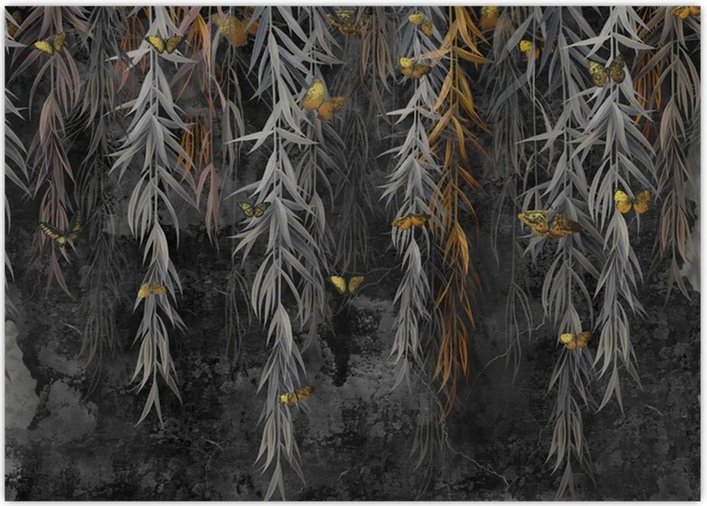 Tablou - Crenguțe de salcie, fundal negru (70x50 cm)