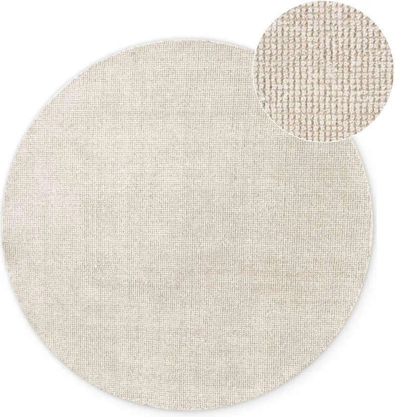 Covor crem țesut manual rotund din lână ø 160 cm Greenwich – Ted Baker