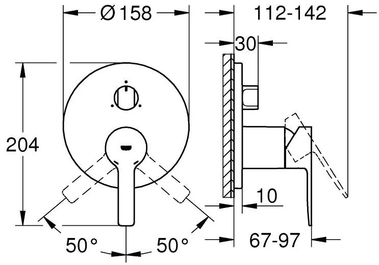 Grohe Lineare Baterie cada dus monocomanda incastrata, 3 iesiri, crom
