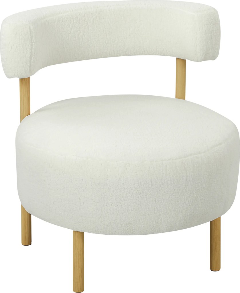 HOMCOM Fotoliu lounge fotoliu relax cu Sherpa-Fleece, picioare metalice cu aspect de lemn, fotoliu tapițat 67 x 67 x 71 cm Alb crem | Aosom Romania