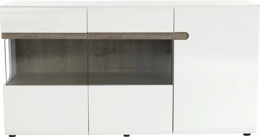 Comodă, albă strălucitoare HG/stejar sonoma închis, LYNATET TYP 42