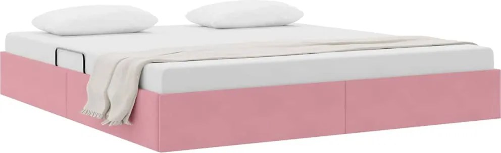 vidaXL Pat cu storage cu headboard Roz 180 x 200 cm Catifea