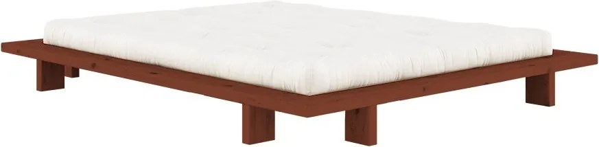 Pat matrimonial teracotă din lemn de pin fără tăblie cu somieră 160x200 cm Japan – Karup Design