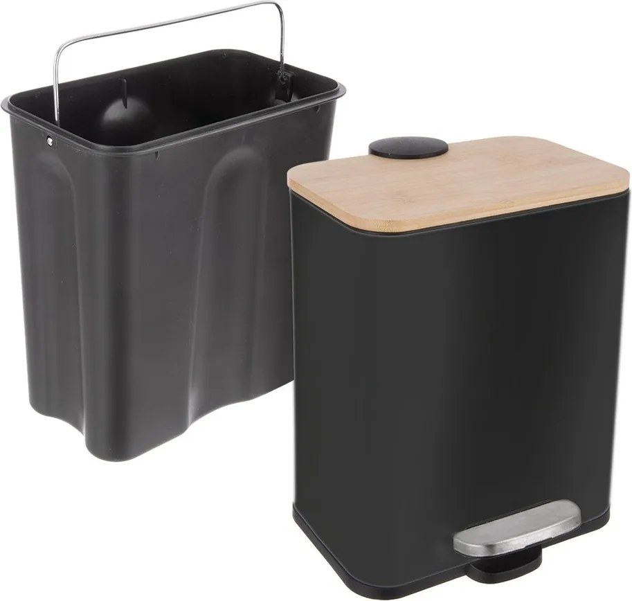 Coș de gunoi negru cu pedală din oțel inoxidabil 5 l Black – Orion