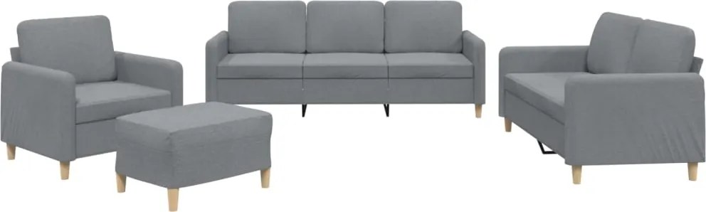 vidaXL Set de canapele cu perne, 4 piese, gri deschis, textil