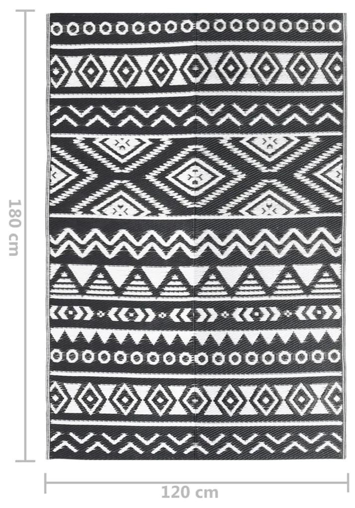 Covor de exterior, negru, 120x180 cm, PP black pattern, 120 x 180 cm