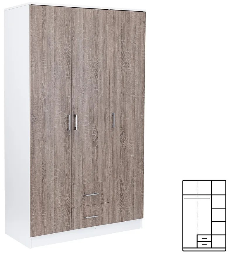 Dulap Miami 120x205 cm stejar York-alb